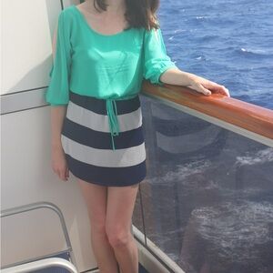 Teal and Navy Striped Women's Dress
